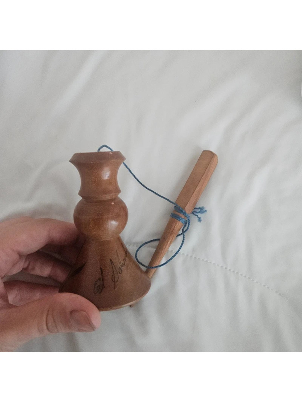 Vintage El Salvador Wooden Capirucho Balero Hand Painted Folk Art Toy